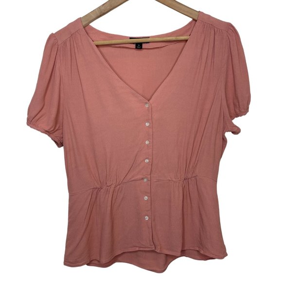J CREW | Short Sleeve Button Up Peplum Blouse | Size M - Picture 2 of 9